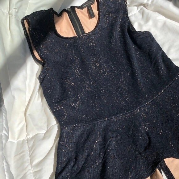 ⚫️ BCBGMaxAzria Small Blue Lace Classy Top - Picture 3 of 7